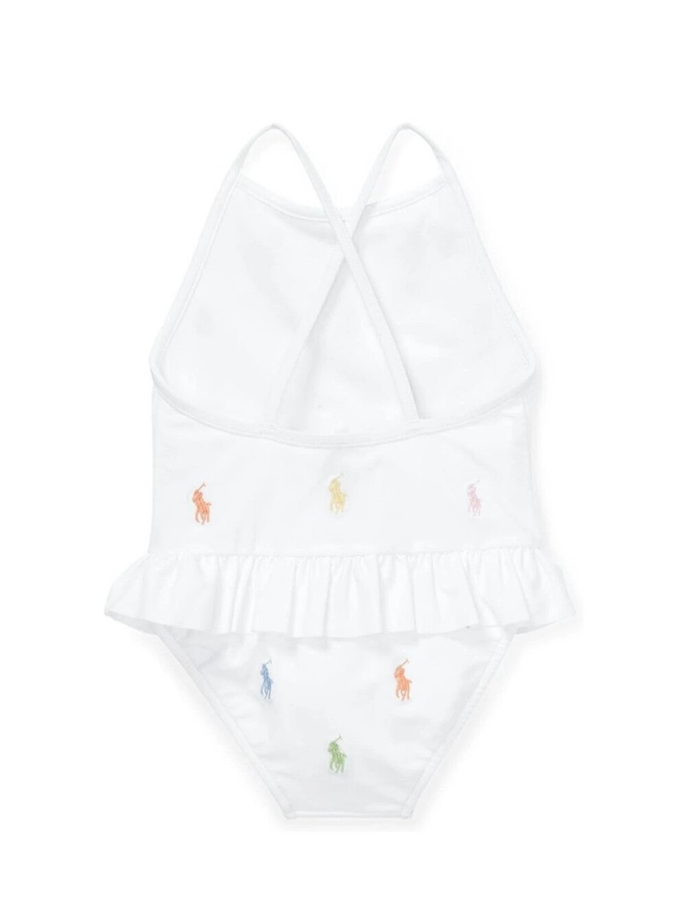 Polo Ralph Lauren NWT White One-Piece Girls Swimsuit with Multicolor Pony Logo. - Picture 15 of 16